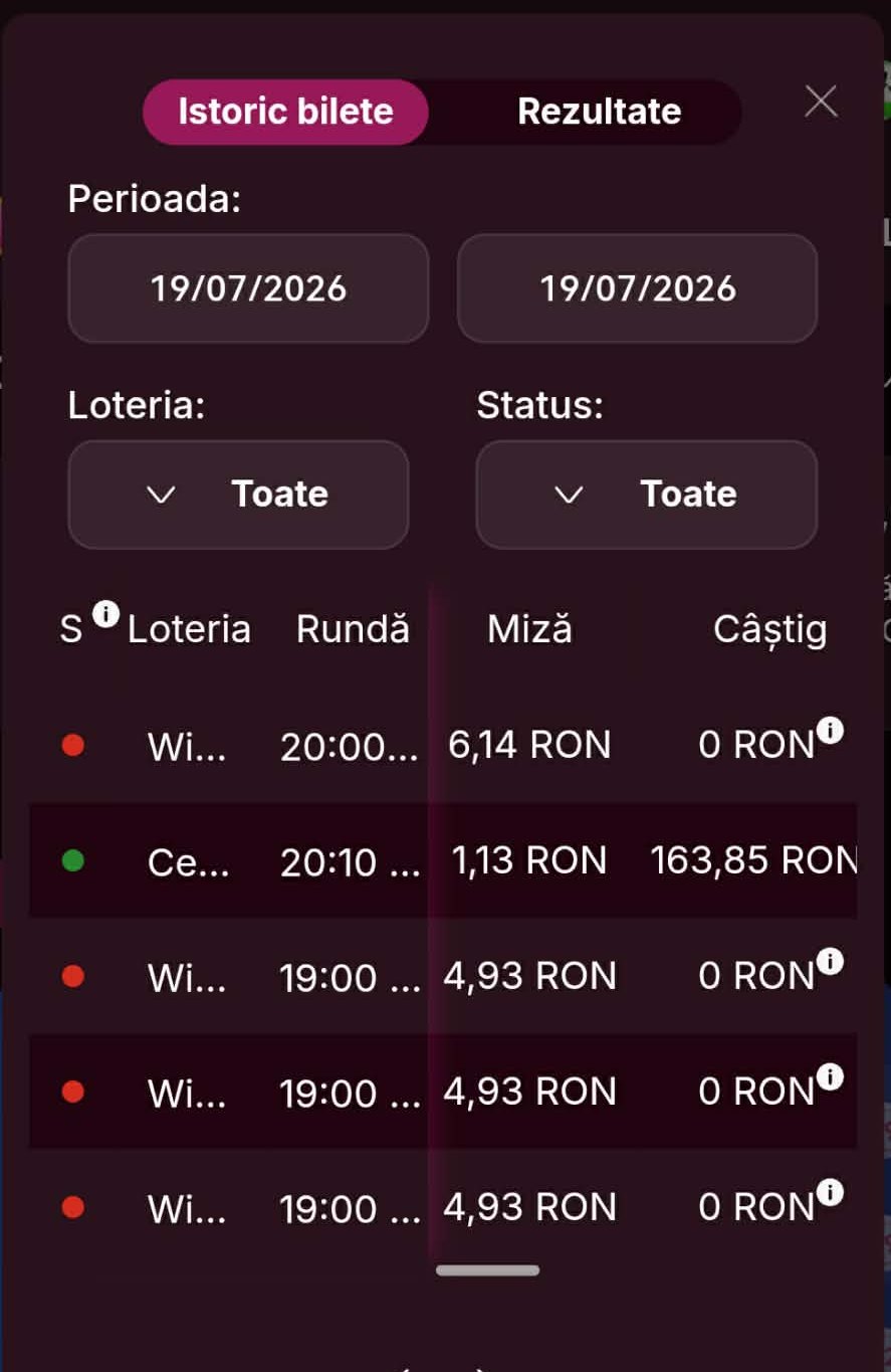 Istoric bilete Cehia, 19/07/2026