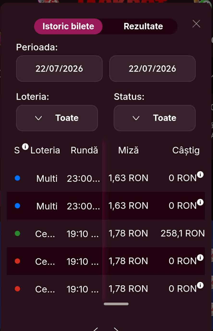 Istoric bilete Cehia, 22/07/2026
